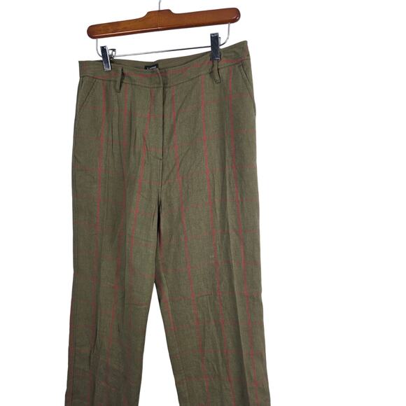 J. Peterman Cottage Core Pants 10 Womens Green Red Striped Preppy 100% Cotton - Picture 3 of 8